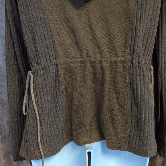 Mystree Brown and Rust Open Front Hoodie Cardigan Sweater S           R236 - Picture 5 of 8